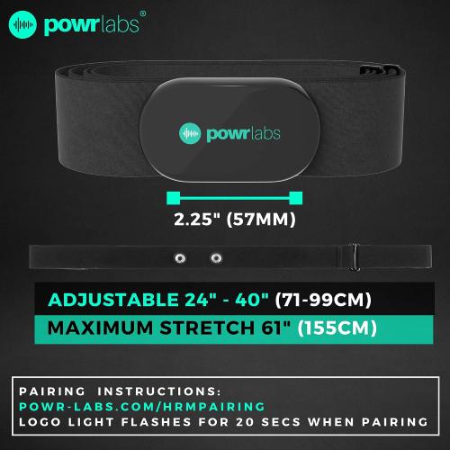 Powr Labs Bluetooth and ANT  Heart Rate Monitor Chest Strap - Compatible with Polar, Garmin, Peloton, Wahoo