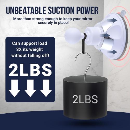 MIRRORVANA Fogless Shower Mirror for Shaving with Upgraded Suction, Anti Fog Shatterproof Surface and 360° Swivel, No Magnification, 6.3 x 6.3 (Chrome)