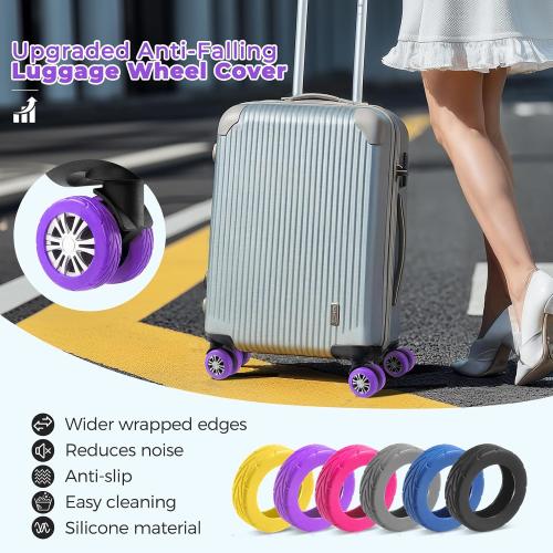 8Pcs Upgrade Luggage Wheel Covers, Travel Accessories (Purple)