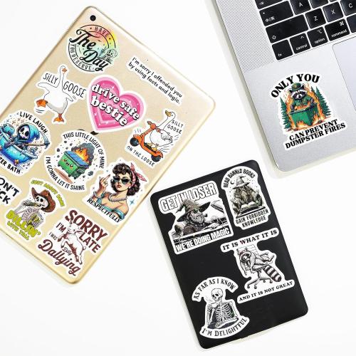 200 Pcs Holographic Funny Meme Stickers for Adults, Waterproof Vinyl Sarcastic Animal Decals with Raccoon, Frog, Possum & Skeleton Humor for Water Bottles, Laptop, Skateboard & Journal