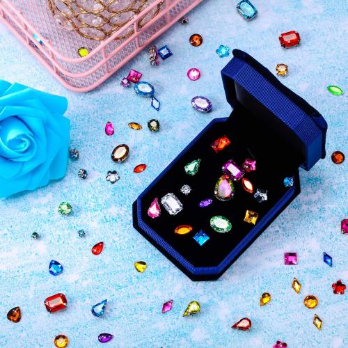WILLBOND 320 Pieces Sew on Rhinestone Glass Crystals Acrylic Gems with Hole Silver Prong Setting Flatback Claw Mix Shape Mix Size for DIY Crafts Dress Clothes Shoes Bag Decorations