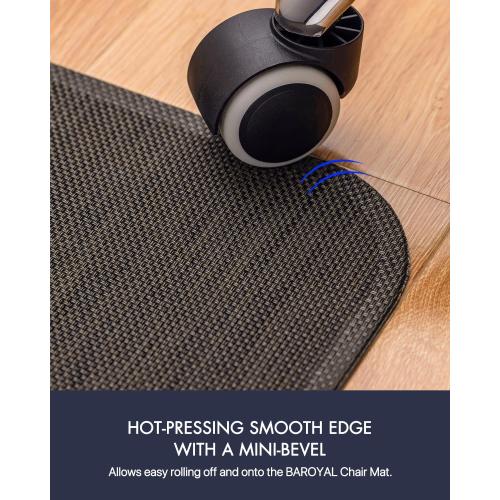 Baroyal Office Chair Mat for Hardwood Floor Under Desk Computer Rolling Chair Mat for Wood/Tile Floor Non-Slip Heavy Duty Desk Rug PVC Plastic Hard Floor Protector