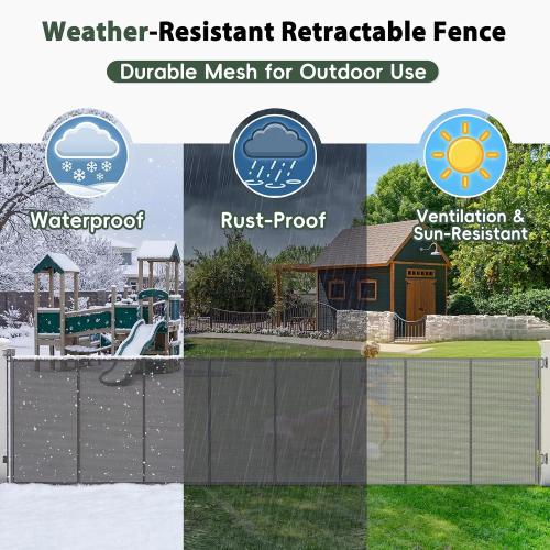 275 Retractable Baby Gates Extra Wide Retractable Fence Outdoor | 22ft Retractable Dog Gates for Doorways Extra Wide Baby Gate, 48 Tall Dog Gate Retractable Pet Gate for Garage, Driveway