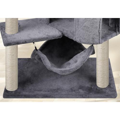 YUNIQUE Cat Tree with Cat Condo and Big Hammock, Grey