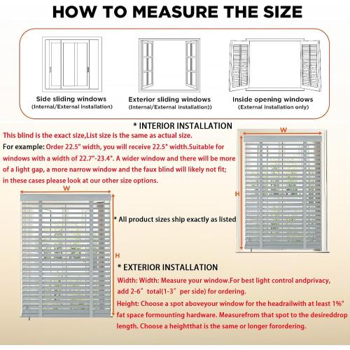 Size 22.5 x 64 Color Brown 2 Slats Wood Blinds for Indoor Windows: Solid Wooden Blackout Blinds & Shades,Black Out Privacy Horizontal Blinds for Home Bedroom Bathroom Living Room Windows and Doors 22.5 WX64 H Light Brown