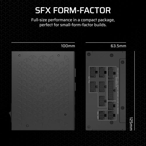 CORSAIR SF850 (2024) Fully Modular Low Noise 80 Plus Platinum ATX Power Supply – 3.0 Compliant – PCIe 5.0 Ready – SFX-to-ATX Bracket Included – Black