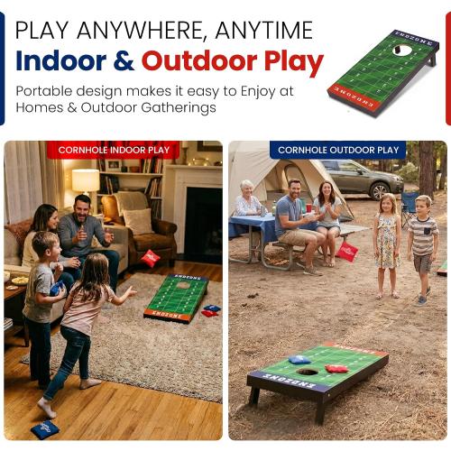 Kids Cornhole Board Set - 20.7”x12.5” Football Edition 2 Foldable MDF Boards   8 All-Weather Bean Bags - Portable Bean Bag Toss for Indoor & Outdoor Games - Family Yard Game for Tailgate & Lawn Games