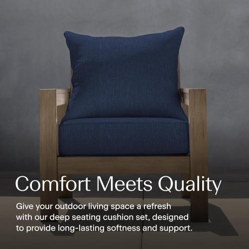 Honeycomb Outdoor Deep Seat, 24 x 23, Textured Solid Indigo Blue Chair Cushion for Patio Furniture