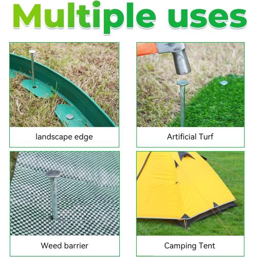 6.3-Inch Galvanized Heavy-Duty Landscape Stakes, (150-PACK) Spiral Metal Turf Spikes for Artificial Grass, Paver Edging, Weed Barrier, Securing Fences and More