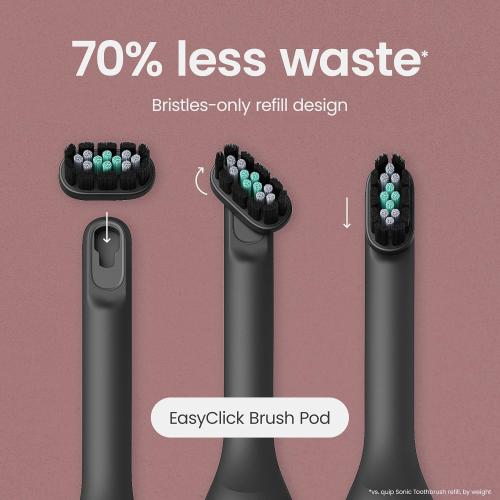 Color Black Quip Ultra Next Generation Smart Toothbrush - Timed Electric Toothbrush with Case - Replaceable Brush Head, Soft Bristles, Silicone Handle, 30-Day Battery Life - Travel Toothbrush - Eclipse