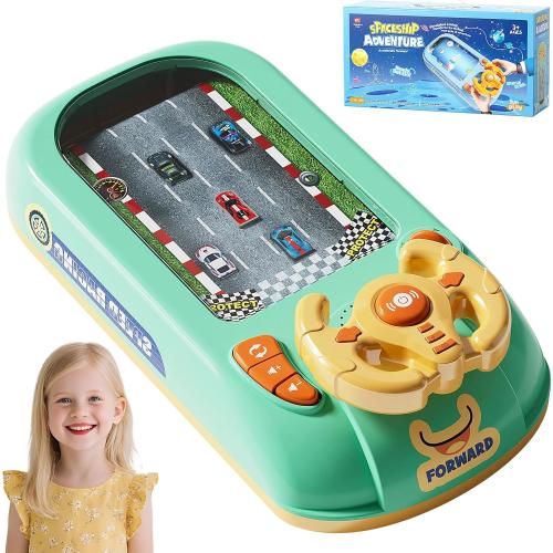 Car Adventure Toy with Steering Wheel,Musical Steering Wheel Toys,Interactive Simulation Driving Toddler Simulated Driving Racing Car for Kids 4-6,for Kids Girls Xmas Birthday Gifts(Green)