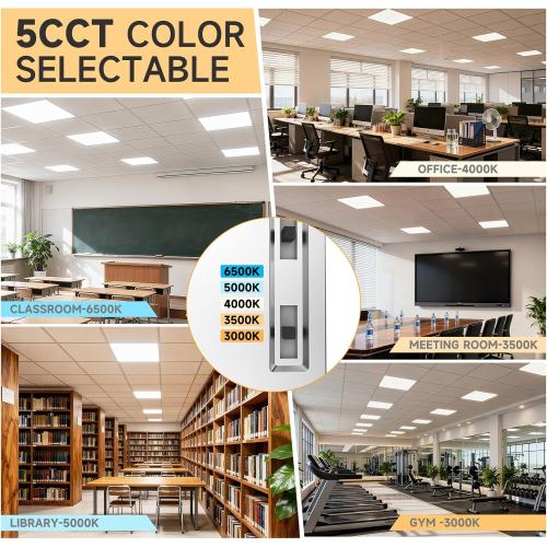 2 Pack 2x4 LED Flat Panel Light Drop Ceiling Office Fixture,9576LM, 30W/40W/50W/60W/72W Selectable,3000K/3500K/4000K/5000K/6500K 5CCT,Dimmable (0-10V) for Shop,Commercial Warehouse,ETL Listed