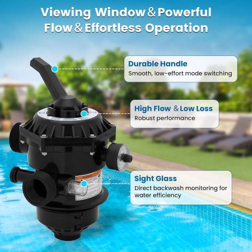 272526 Sand Filter Multiport Valve Replacement for Pentair 262506 1-1/2 Inch 6-Way Clamp Style, Compatible with Tagelus/Sand Dollar/Meteor Pool Sand Filter, Multi Port Valve