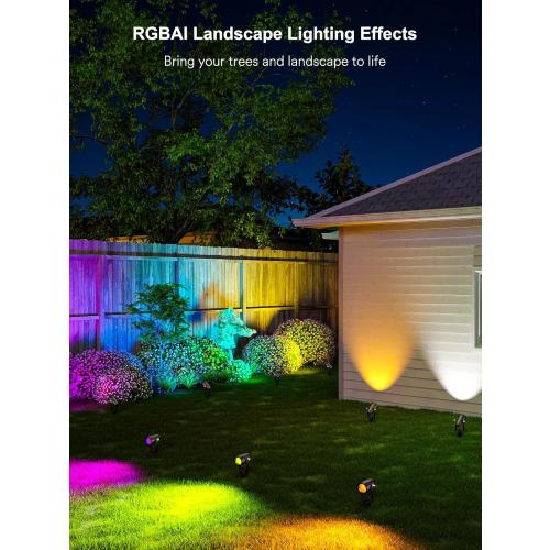 ANGELHALO Smart Landscape Spotlights, Low Voltage IP65 Waterproof Outdoor Spotlights Compatible with APP/Voice/Alexa Control, Color Changing Lights for Yard Garden Pathway Lawn, 6 Pack