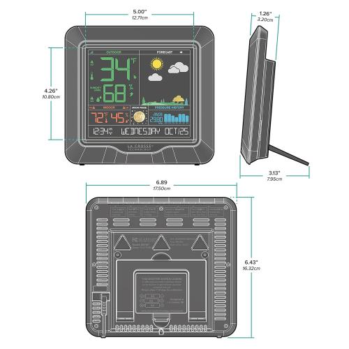 La Crosse Technology Color Forecast Station - Large Display, Temperature/Humidity Alerts, Seasonal Scenes - Indoor/Outdoor Monitoring, HI/LO Records, Barometric Pressure - Atomic Time, DST Updates