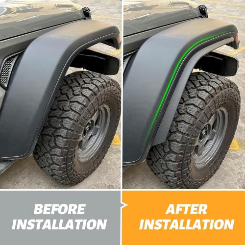 Front & Rear Fender Flares Compatible with 2020-2024 Jeep Wrangler Gladiator JT Mojave & Rubicon, Off-Road Wheel Flares Liner 4 PCS