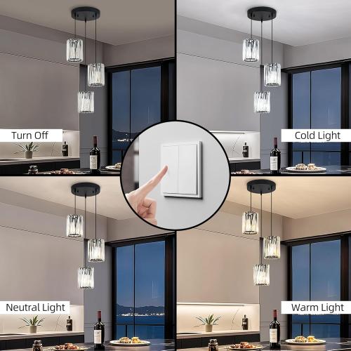 Crystal Chandelier Pendant Light 3-Light, silver K9 Crystal Cluster Pendant Lighting with Round Canopy, Adjustable Hanging Ceiling Light Fixture for Dining Room Kitchen Island Living Room ( color SILVER)