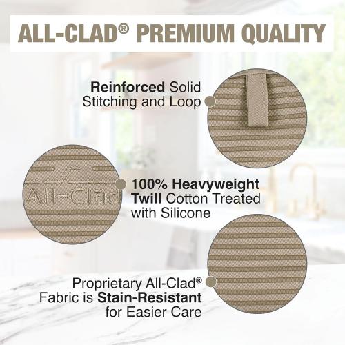 All-Clad Premium Pot Holder & Hot Pad: Heat Resistant up to 500 Degrees - 100% Cotton, 10x6.25 Hot Pad for Kitchen and Barbeque, 6-Pack, Mushroom