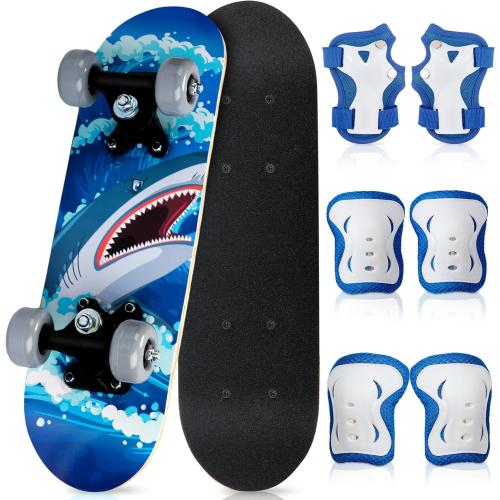 Honoson 7 Pcs Skateboard for Toddlers Beginners Knee Elbow Pads Wrist Guards Gear Set