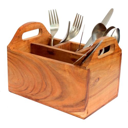 eSplanade Wooden Cutlery Spoon Stand for Dining Table Chammach Stand | Multipurpose Cutlery Holder for Kitchen Rack (Style 1)