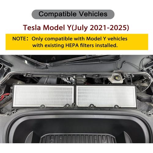 Front Trunk Hepa Filters Kit for Tesla Model Y(2022-2026) with Activated Carbon,4-pack Dual Layer Air Filter Replacement Includes 2 HEPA Filter 2 Carbon Filter