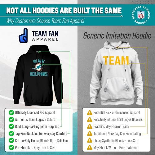 Size L Team Fan Apparel NFL Adult Gameday Hooded Sweatshirt - Poly Fleece Cotton Blend - Stay Warm and Represent Your Team in Style