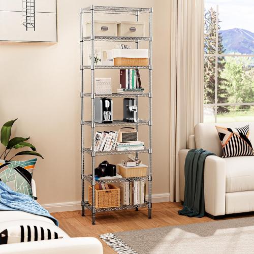 M MZG 8 Tier 2000 lbs Storage Rack Metal Wire Shelving Unit, Storage Standing Shelf Organizer for Laundry Bathroom Kitchen Pantry Closet Garage Utility Room, Chrome 13.8 D x 23.6 W x 79.5 H
