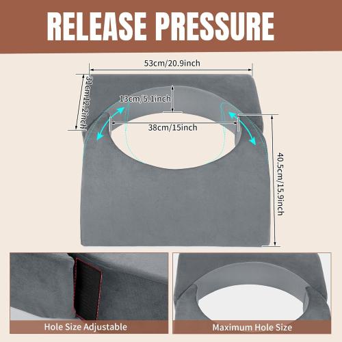 HOMBYS Adjustable Size BBL Pillow After Surgery for Sleeping,High Density Foam Butt Pillow,Brazilian Butt Lift Pillow Post Surgery Recovery for Sleeping,BBL Chair with Hole (Dark Grey)