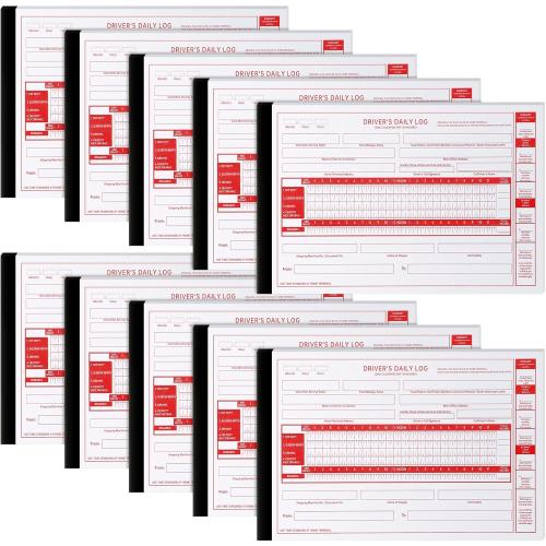 10 Pack Driver Daily Log Book 8.5 x 5.5 Log Book with Detailed Driver Vehicle Inspection Report Simplified Recap for Truck, 2-Ply Carbonless (Typical)
