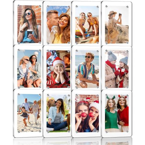 ESRICH 12 Pack Acrylic Fridge Magnetic Frame, Mini Picture Frames