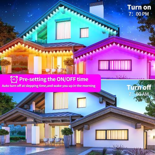200FT Permanent Outdoor Lights for House,Waterproof Smart RGB LED Eaves Lights，permanent outdoor lights with App/Remote Control,Music synchronisation，for House,Halloween,Roof,Christmas Decorations