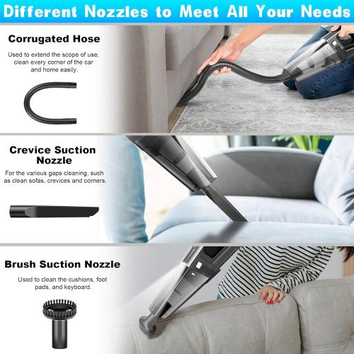 Handheld Vacuum Cordless Mini Portable Rechargeable Car Vacuum Cleaner with 11000PA Powerful Suction for Car Home and Office