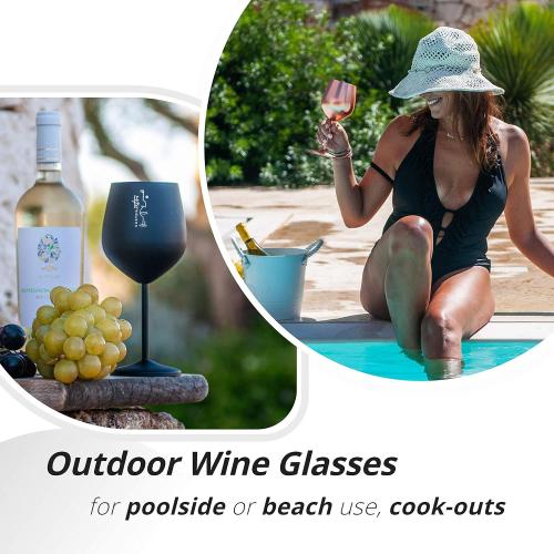 2 Gusto Nostro Stainless Steel Wine Glass - 18 oz - Unbreakable Black Wine Glasses for Travel, Camping and Pool - Fancy, Unique and Cool Portable Metal Wine Glass for Outdoor Events, Picnics