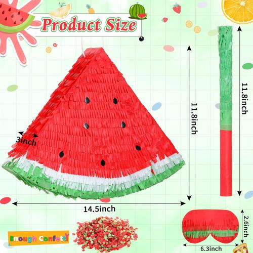 Sratte Watermelon Piñata Fruit Summer Theme Includes Stick Blindfold Confetti Small Fruit Piñata Birthday Party Decorations for Fiestas Summer Tropical Party Supplies Carnival Game