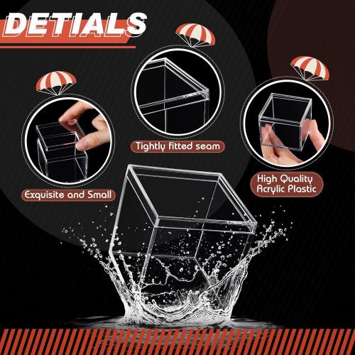 CHENGU 18 Pack Acrylic Boxes Clear Cube Small Square Storage Box with Lid Acrylic Display Small Container Clear Candy Cubes for Candy Jewelry Display(2.6 x 2.6 x 2.6 Inch)