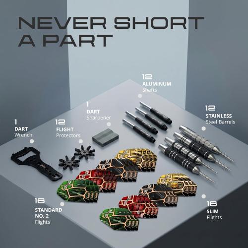 IgnatGames Steel Tip Darts, 12 Pack Urban Legends with Multi-Zone Grips, TwinForce 1.4 Aluminum Shafts, 32 GlideXPro Flights, Magnetic Gift Box