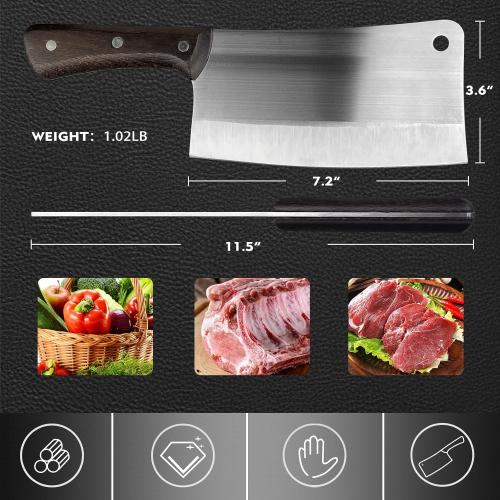 ZENG JIA DAO Meat Cleaver, 7'' Chinese Chef's Kitchen Small Bone Chopping Knife, Heavy Duty Butcher Knife, Full Tang Wengewood Handle chopper, German Stainless Steel, 2025 Chef Gift