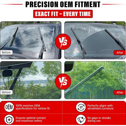 Windshield Wiper Blades Replacement for 2007-2017 Jeep Wrangler 2008-2018 Wrangler JK Original Factory Quality Front Rear Wipers Blade Set for My Car - 15 15 13 (Pack of 3)