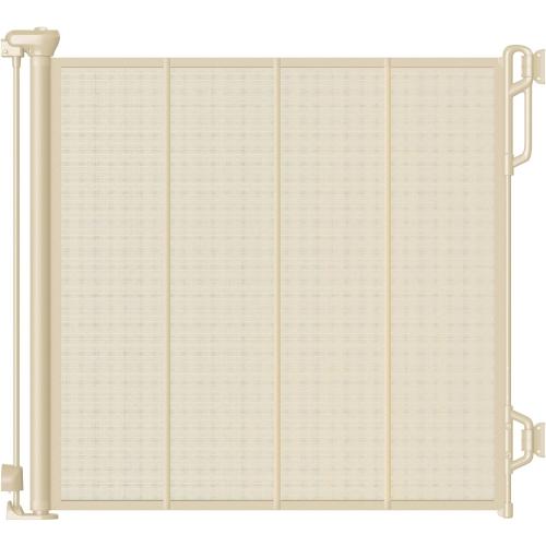 Reinforced Retractable Baby Gate or Mesh Dog Gate,Easy to Use for Stairs, Doorways, Hallways, Indoor, Outdoor, Wide Pet Gate 33.5 Tall, Extends to 65 Wide (Cream, 65 Wide)
