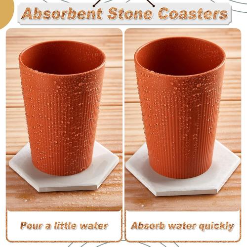 Zopeal 50 Pcs Ceramic Tiles for Crafts with Cork Backing Pad, Hexagon