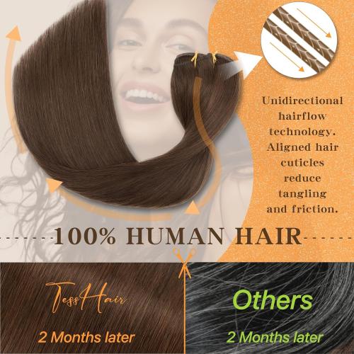 Remy Hair Extensions Clip in Human Hair Dark Brown Clip in Extensions Real Human Hair 10 Inch Real Hair Extensions Clip in Human Hair Straight Human Hair Clip Ins 85g 7Pcs