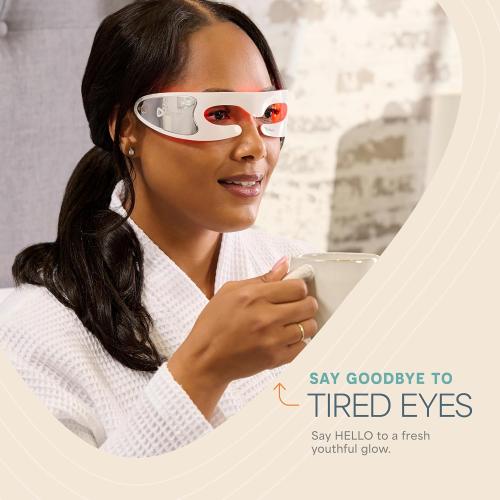 Lifepro RejuvaGlow Red Light Eye Mask – LED Light Therapy with Soothing Vibration – Adjustable Strap & Rechargeable LED Eye Mask