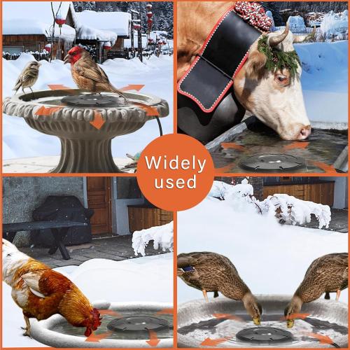 Bird Bath Heater,Birdbaths De-Icer,Birdbath Water Heater Deicer with Thermostatically Controlled,Heated Bird Bath Deicer Suitable for Birdbath Farm Livestock Drinking Outdoors in Winter,Black