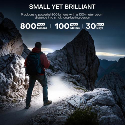 EDC Flashlight Rechargeable,800 Lumen Small Flashlight with Magnetic Clip & Base, 11 Modes LED Flashlight,Glass Breaker&Bottle Opener, USB-C Flashlight for Working,Home and Emergency