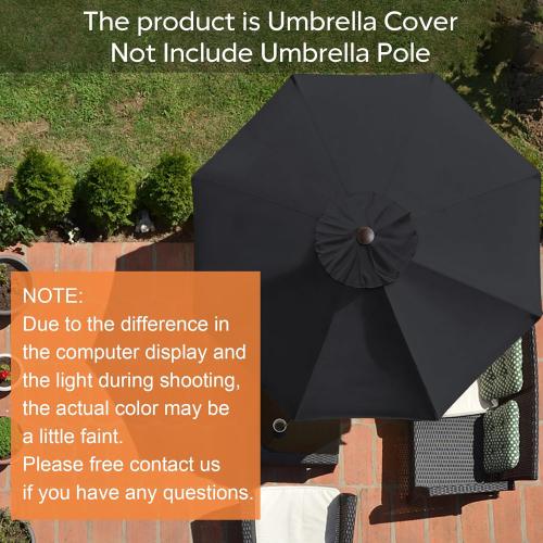 EliteShade USA 9FT Patio Umbrella Replacement Covers 8 Ribs Market Umbrella Canopy Cover (CANOPY ONLY) (Black)