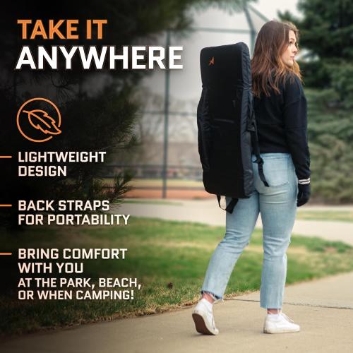 Heated Stadium Seats for Bleachers with Back Support – USB Battery Included - Upgraded 3 Levels of Heat - Foldable Chair - Cushioned, 4 Pockets for Snacks, Cup Holder - for Camping, Games & Sports