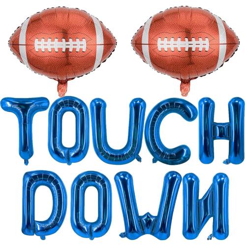 Blue Touchdown Balloons Football Balloons Rugby Birthday Party Balloons Letter Balloon for Football Birthday Party Decoration Sports Ballons Arch Kits Party Balloon Sets-11 PCS
