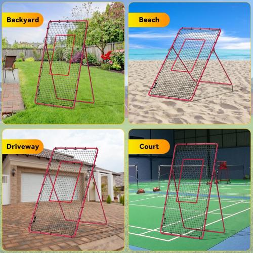 Adjustable Volleyball Rebounder Net, Volleyball Training Equipment Bounce Back Net with5 Rebound Angles Neon Target and Bungee Cords for Pitching, Throwing and Catching