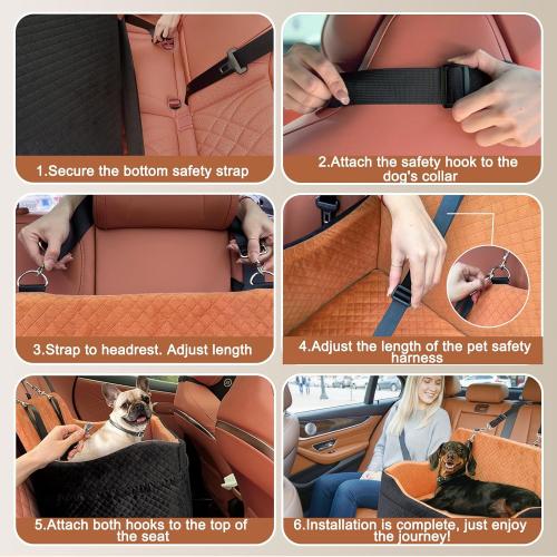 Vivifying Dog Car Seat for Back Seat, Booster Travel Bed for Medium Large Dogs or 2 Small Dogs, 4 Raised Foam Cushion, Safety Leash & Washable Cover, Soft Dog Booster Seat for Cars, Trucks & SUVs