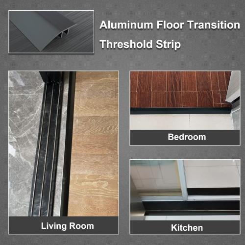 Aluminum Floor Transition Threshold Strip, Door/Carpet/Tile/Threshold Reducer, Doorway Edge Trim for Laminate Floor Mat Carpet and Vinyl Tile (Black, 36Inch)